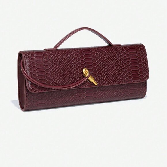 Burgundy Preppy Women's Envelope Handbag - Picture 6 of 11